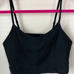 LIKE NEW- Aerie Chill Ribbed Longline Bralette Black Size M